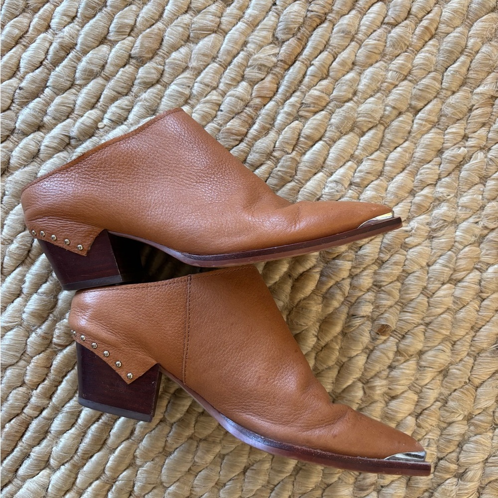 Dolce Vita Tan Leather Mules with Studded Heel